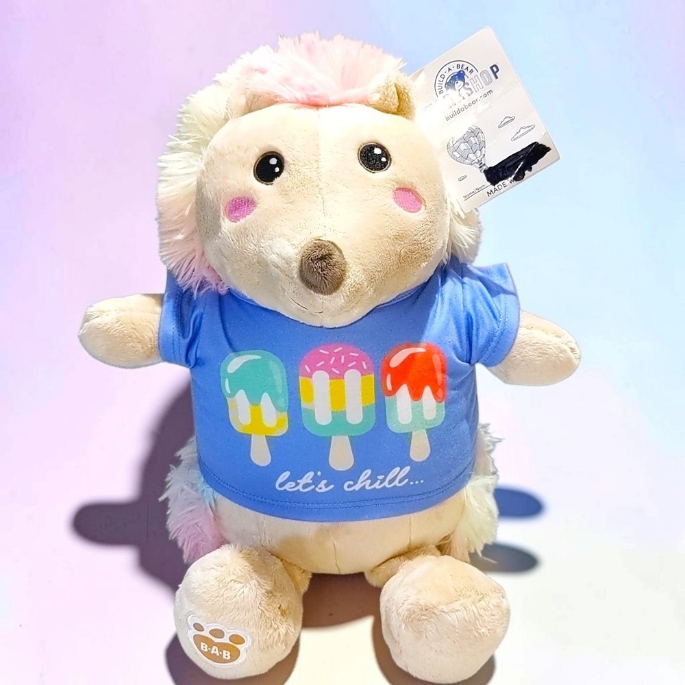 BABW Cool Quills Hedgehog Pastel Rainbow Plush Bear 12" NWT Popsicle Shirt New